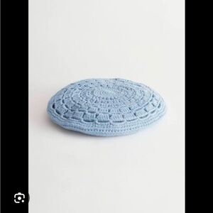 & other stories blue cotton crocheted beret